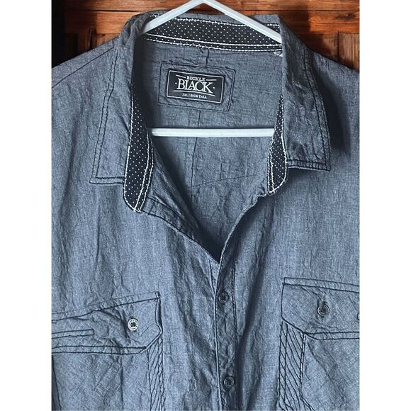 Buckle Black Mens Gray Long Sleeve Button-Down Shirt Size 3XL - Picture 2 of 4